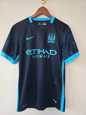 Nike Manchester City 2015 16 Away Jersey Blue Moon Dri Fit Mens S Vintage Soccer